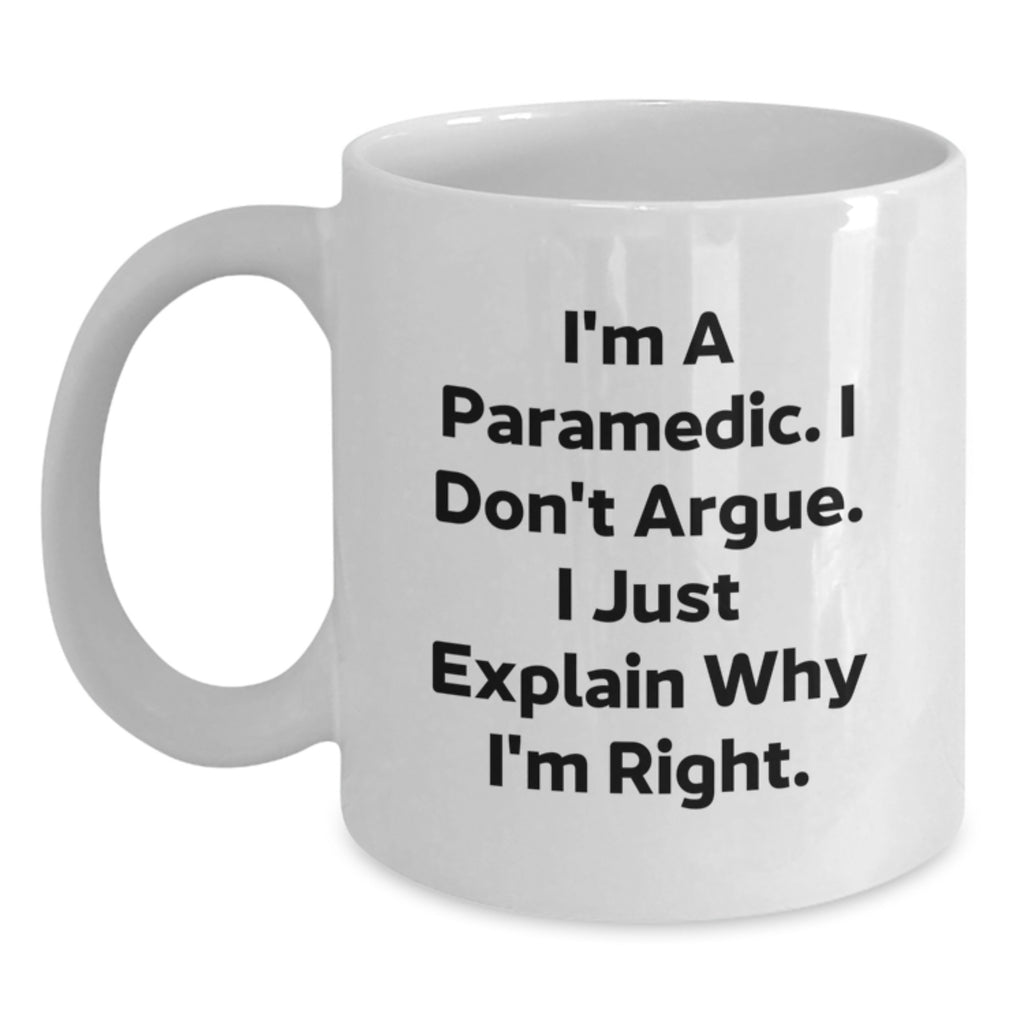 White Coffee Mug Gift Paramedic - A Lighthearted Idea for Coworkers - Main