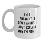 Unique Preacher White Coffee Mug Gifts from Men to Friends on Christmas