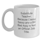 Funny Substitute Teacher Gifts, Christmas Unique Gifts from Friends for Substitute Teachers, White Coffee Mug