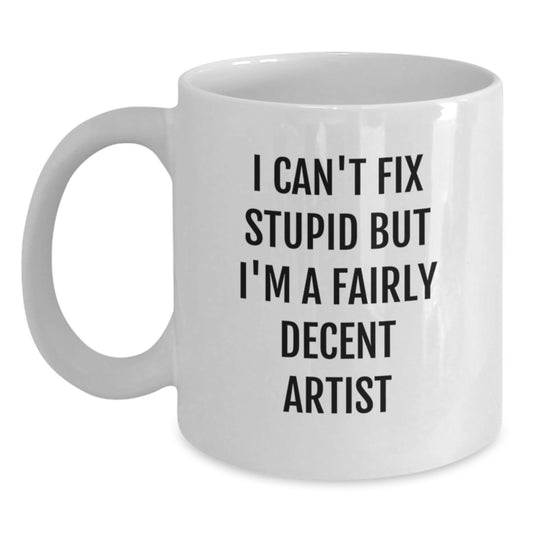 Gifts from Friends for the Artist in Your Life - Funny White Coffee Mug - White Christmas Unique Gifts - Main
