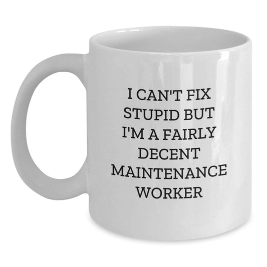Funny Maintenance Worker Gifts for Men White Coffee Mug, Perfect for Christmas Unique Gifts from Dad to Maintenance Worker - Main