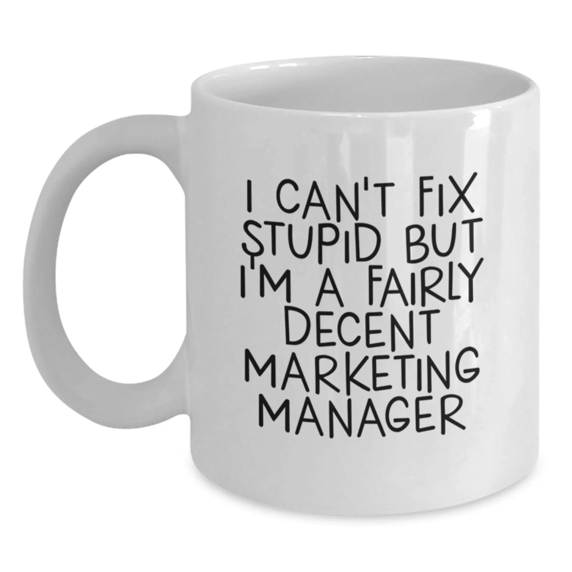 Funny Christmas Unique Gifts for Marketing Manager Friends from Family, White Coffee Mugs with Humorous Quote, 11oz or 15oz Capacity, Ceramic, Microwave and Dishwasher Safe