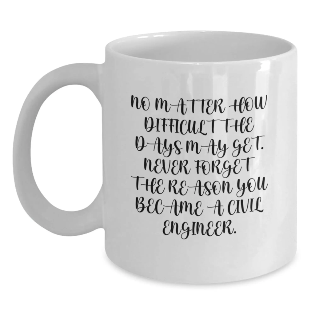 Civil Engineer Gifts from Friends - White Coffee Mug - Inspirational Quote - Birthday Unique Present for Civil Engineer Men - Main