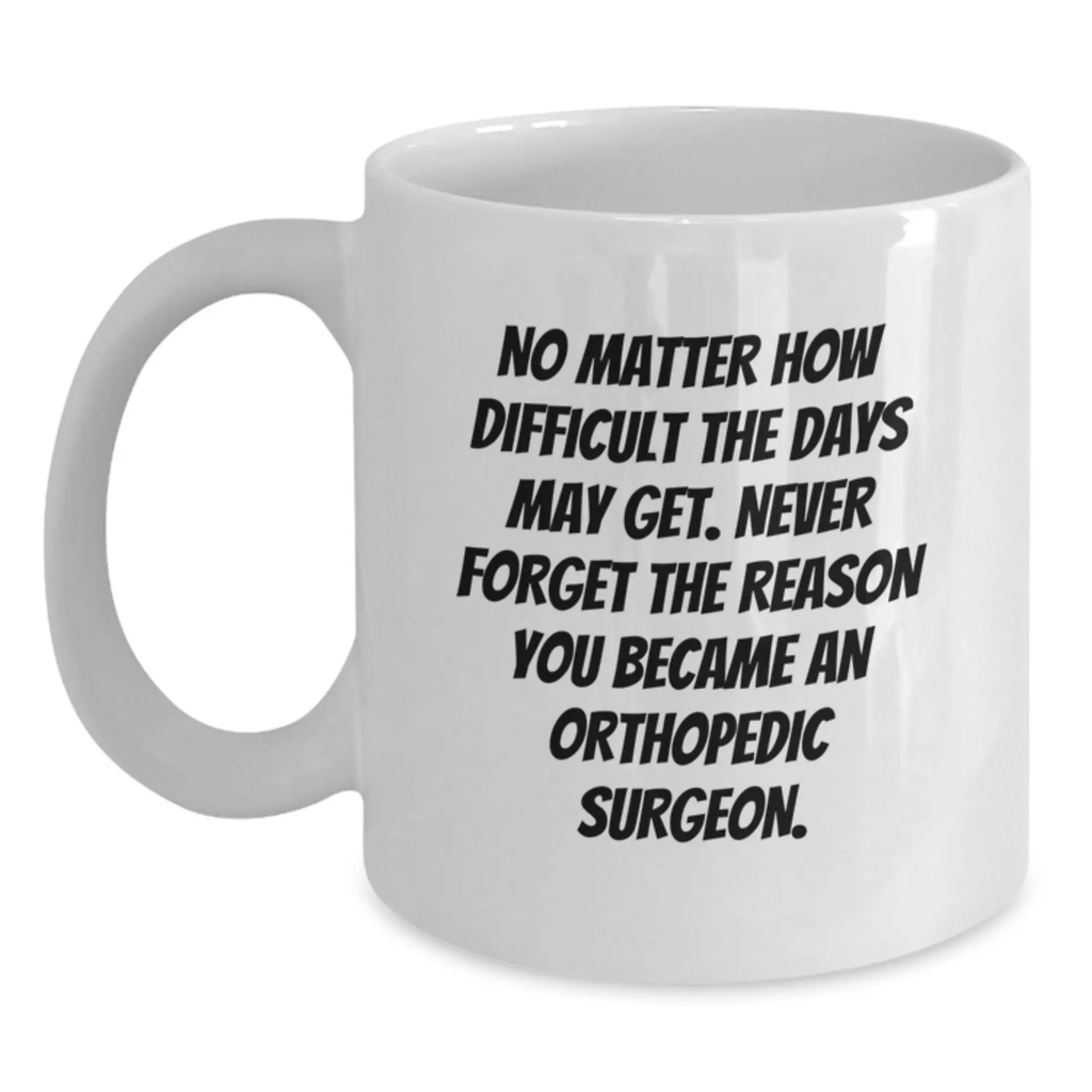 Inspirational Gifts from Family to Orthopedic Surgeon Men Graduation Unique White Coffee Mug - Never Forget Your Reason, Funny Quote, Orthopedic Surgeon - Main