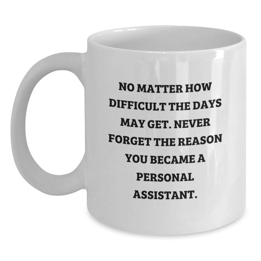Funny Personal Assistant Gifts for Christmas - Inspirational White Coffee Mug, Gifts from Friends to Coworkers, Never Forget Your Reason - Main