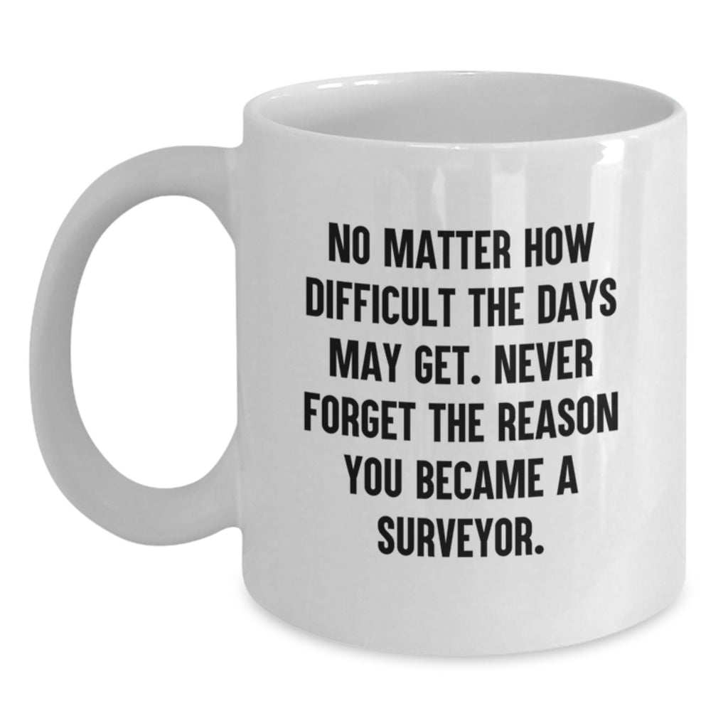 Surveyor Gift For Him - Inspiring Keepsake Coffee Mug - No Matter How - Main