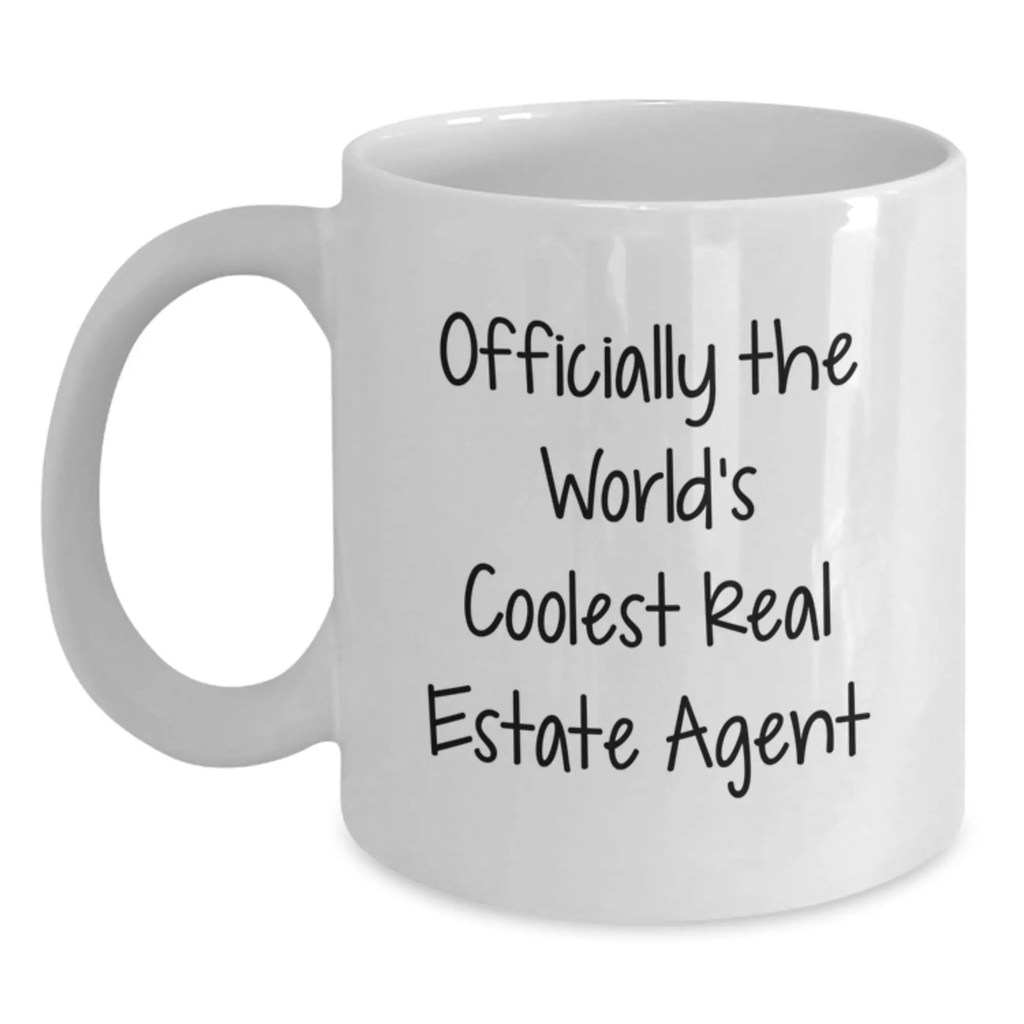 Funny Real Estate Agent Gifts from Friends for Men Graduation Unique Coffee Mugs - 'Officially The World's Coolest Real Estate Agent' - Main