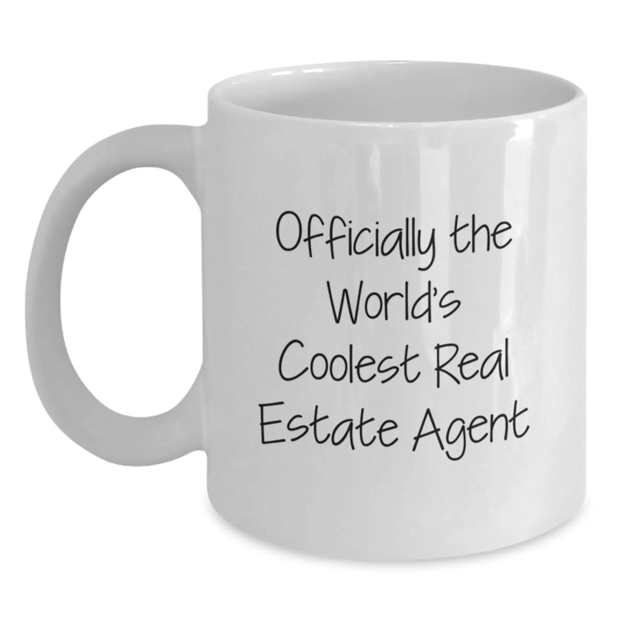 Funny Real Estate Agent Gifts from Friends, Men, or Women - Officially The World's Coolest Real Estate Agent Graduation Unique Gifts White Coffee Mug - Main