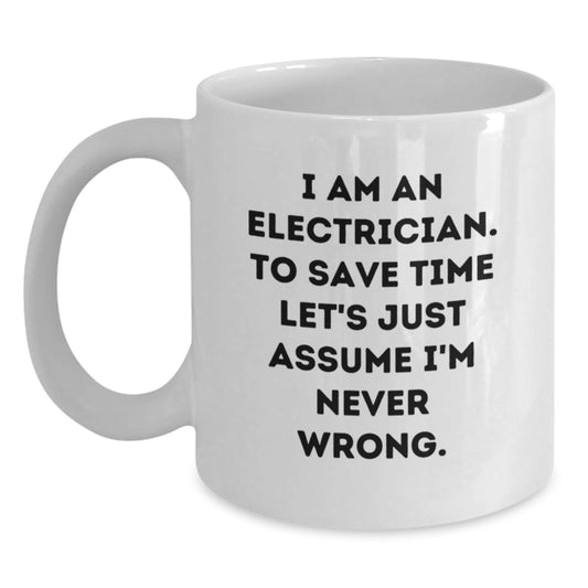 Funny Electrician White Coffee Mug Gifts from Friends and Family for Electrician Men on Christmas Unique - Main