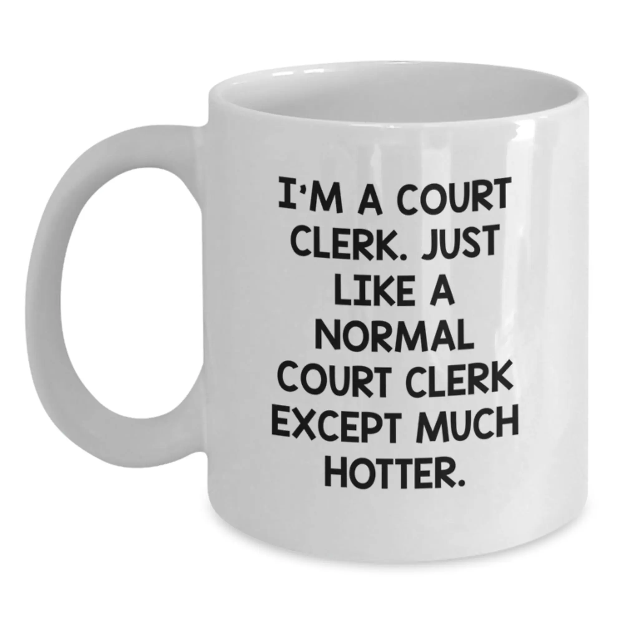 Funny Court Clerk Gifts for Court Clerk from Friends - I'm A Court Clerk, Except Much Hotter, White Coffee Mug, 11oz or 15oz - Main