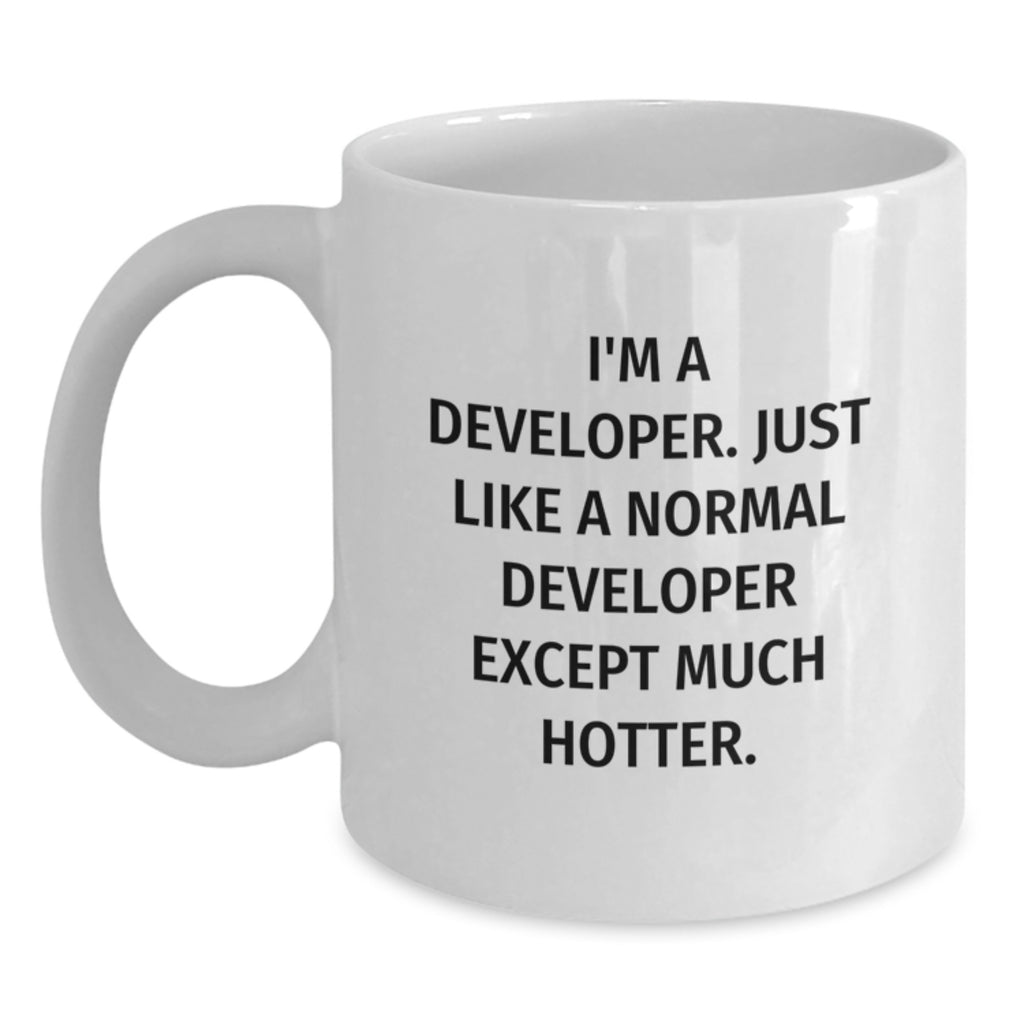 Developer Gift For Him A Playful Keepsake Coffee Mug - Hotter Quote - Main