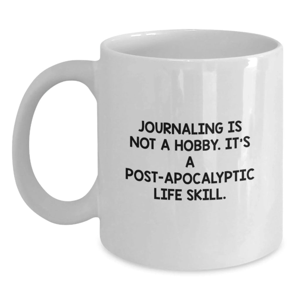 Funny Journaling Gifts for Friends, Unique White Coffee Mugs for Journaling Enthusiasts, Gifts from Family for Women, Men, Coworkers at Christmas