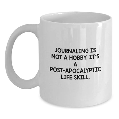 Funny Journaling Gifts for Friends, Unique White Coffee Mugs for Journaling Enthusiasts, Gifts from Family for Women, Men, Coworkers at Christmas - Main