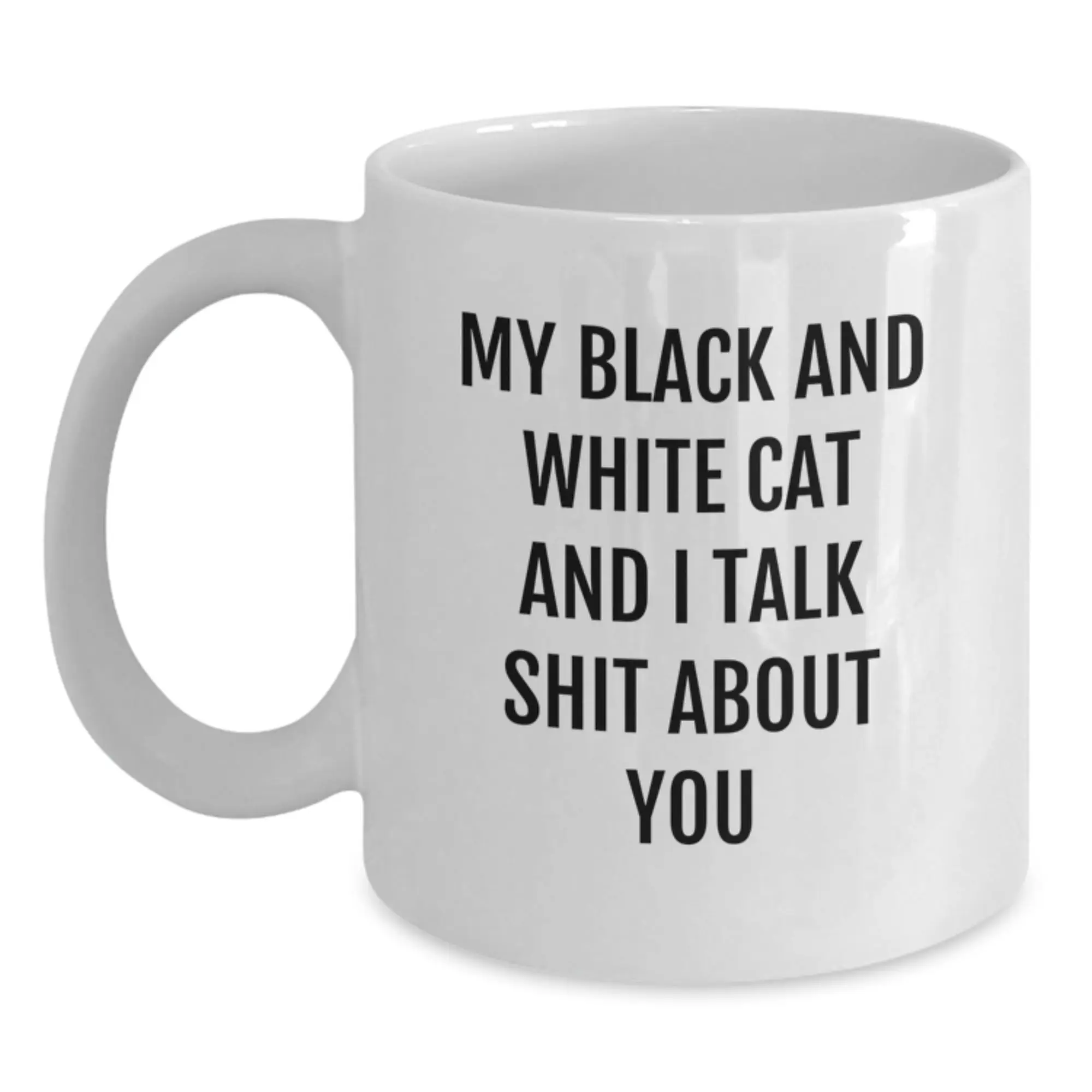 Funny Black and White Cat White Coffee Mug Gifts from Friends for Graduation Unique - Main