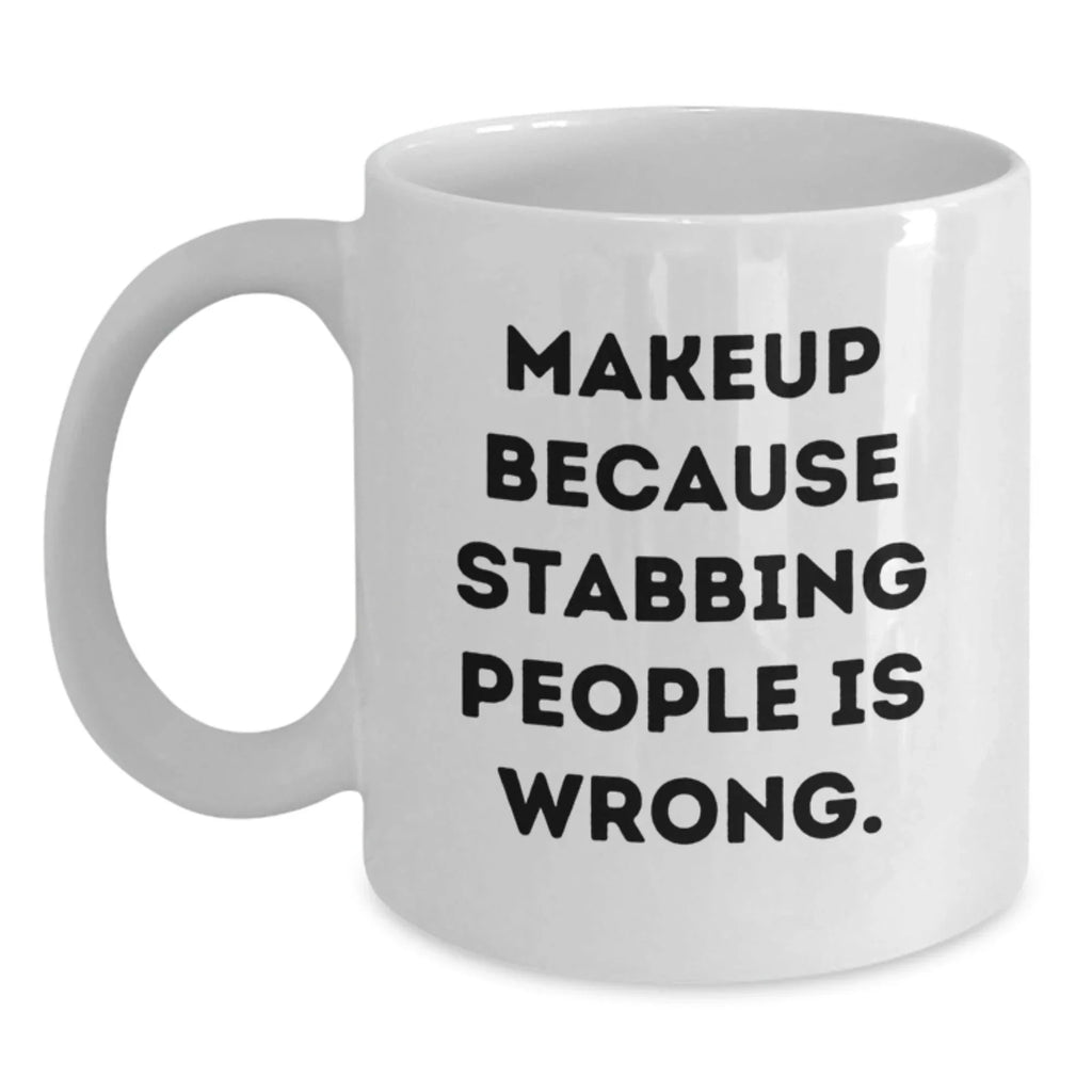 Funny Makeup Gifts for Makeup Lovers, Unique White Coffee Mugs from Friends for Christmas Morning