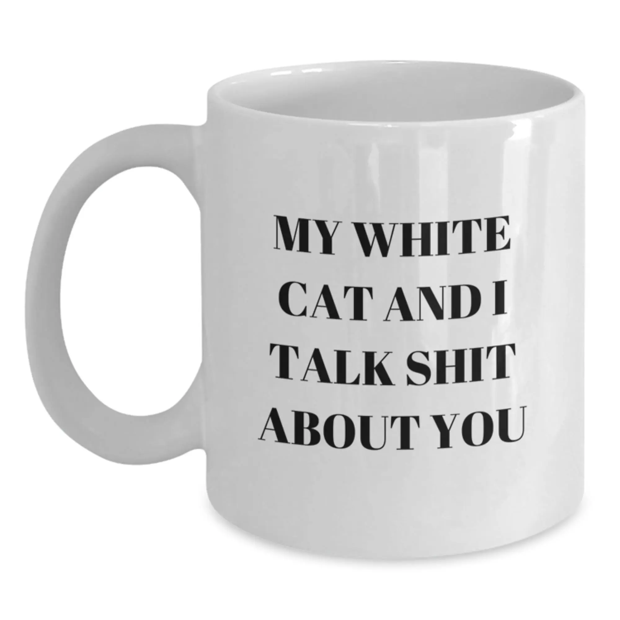 Funny White Cat White Coffee Mugs Gifts from Men for Father's Day Unique White Cat Lover Friends - Main