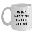 Gray Tabby Cat Keepsake White Coffee Mug Birthday Gift for Him - Main