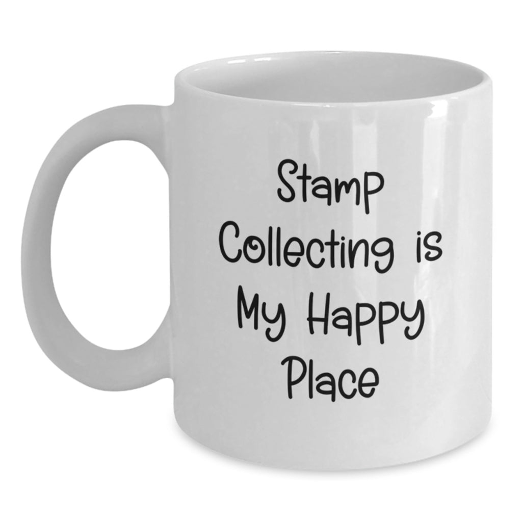 Stamp Collecting Keepsake Gift for Him - A Happy Place Coffee Mug - Main