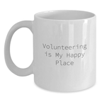 Funny Volunteer Gifts for Men Women Friends Coworkers Family from Volunteers Graduation Unique Gifts White Coffee Mug - Volunteering Is My Happy Place - Main