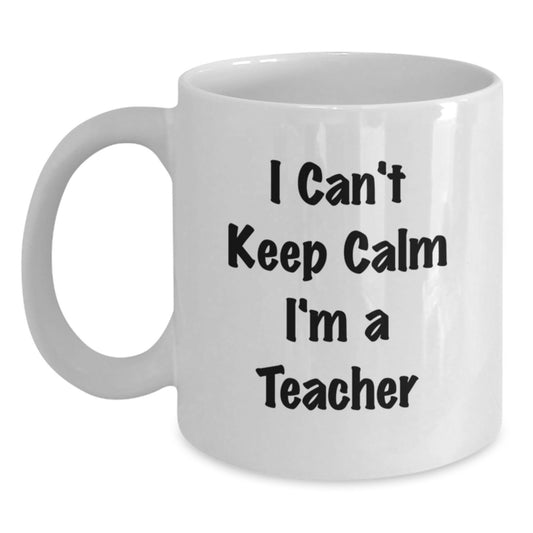 Funny Teacher Gifts from Friends I Can't Keep Calm I'm A Teacher White Coffee Mug for Christmas - Main