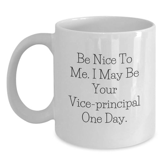 Funny Vice-principal Gifts from Friends for Him - Be Nice To Me. I May Be Your Vice-principal One Day. White Coffee Mug, Perfect Birthday Unique Gifts - Main