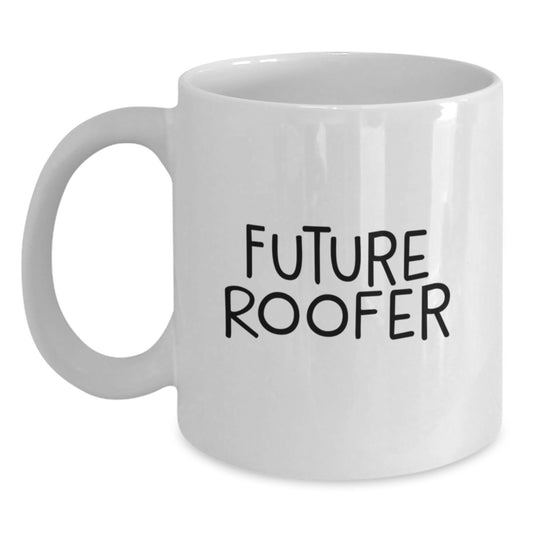 Funny Future Roofer Gifts for Him, White Ceramic Coffee Mug, Christmas Unique Presents from Friends, Family, or Coworkers - Main
