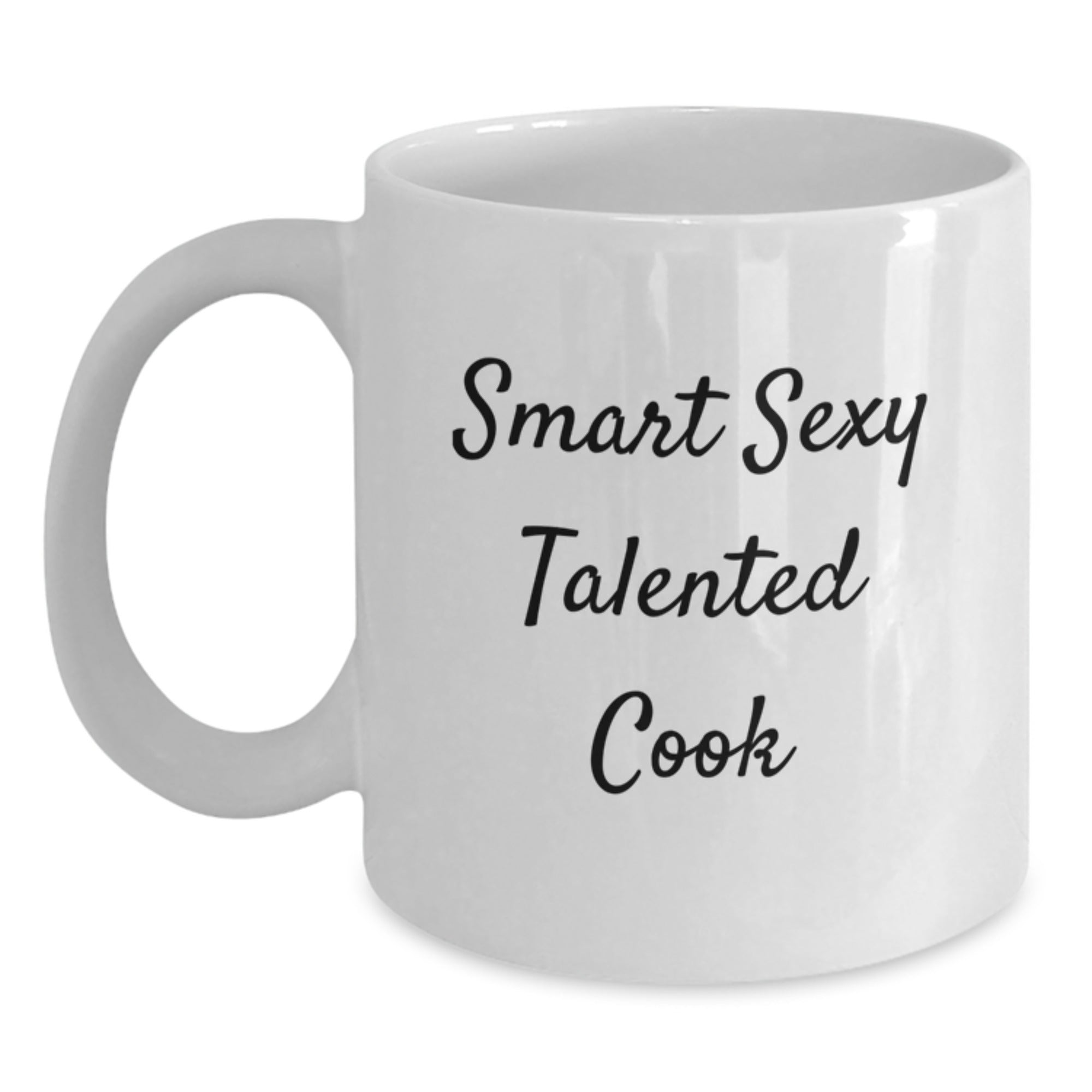Funny Cook Gifts for Men from Friends, White Coffee Mug with Smart Sexy Talented 'Life is like a recipe, you must add a pinch of love' Quote, Birthday Unique Gifts - Main