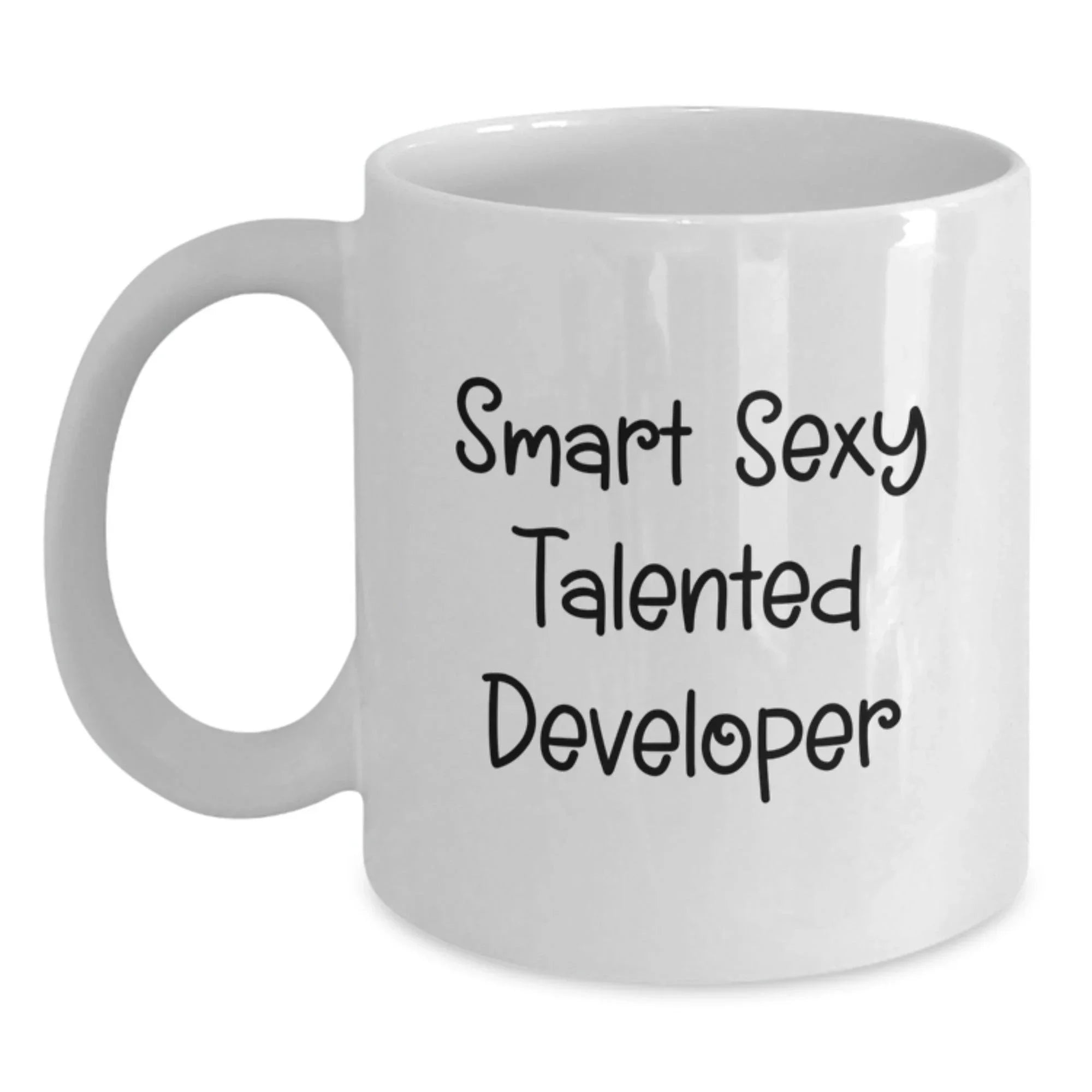 Funny Developer Birthday Unique Gift Ideas from Friends for Talented Coders - White Coffee Mug, Inspirational Quote 'Smart Sexy Talented Developer', Gifts for Men, Women, Coworkers, Family