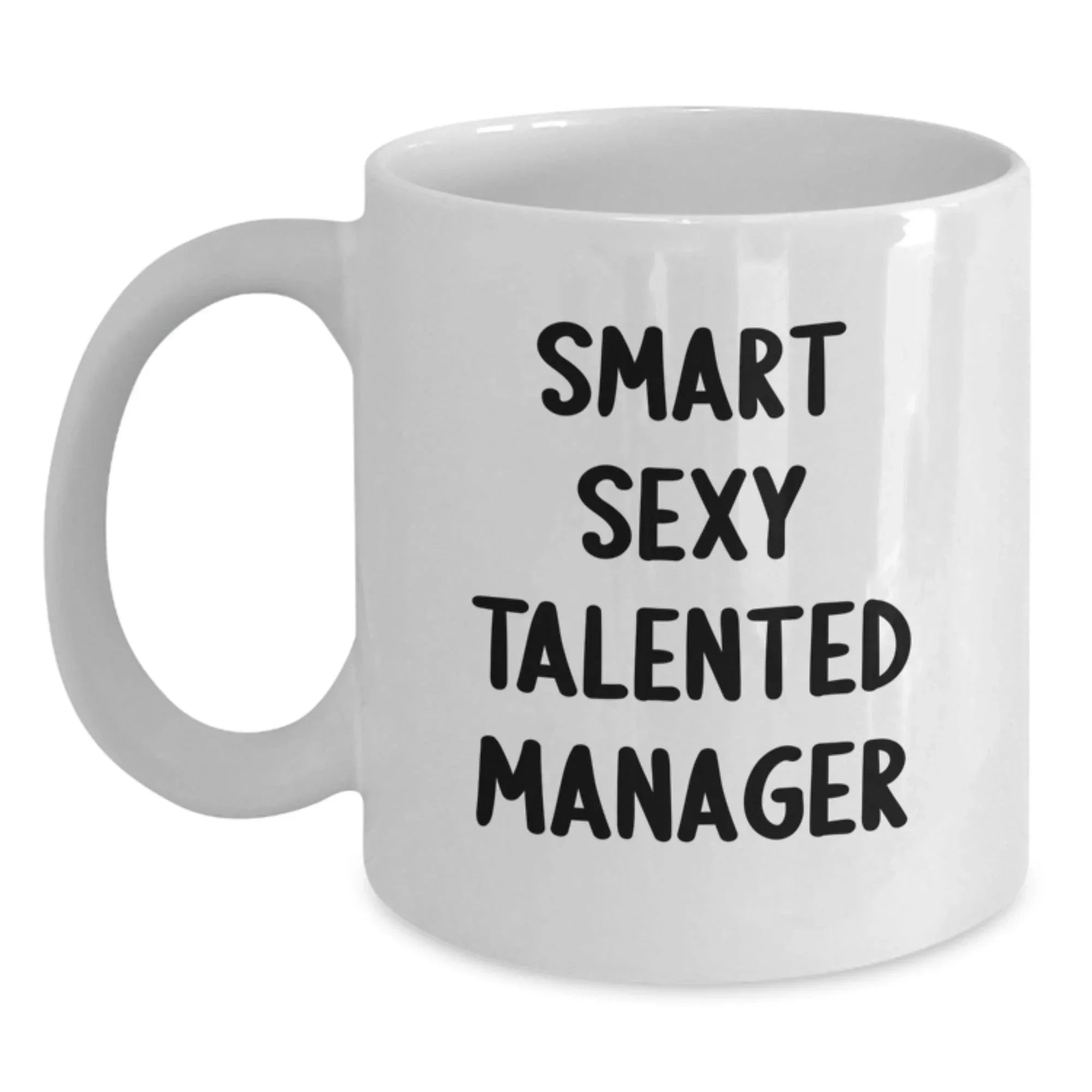 Funny Manager Gifts for Men, White Coffee Mug for Smart Sexy Talented Boss, Christmas Unique Presents for Coworkers