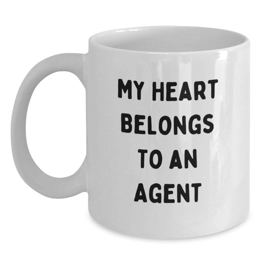 Funny Agent Gifts from Friends, White Coffee Mugs for Birthday, My Heart Belongs To An Agent, Unique Agent Lovers - Main