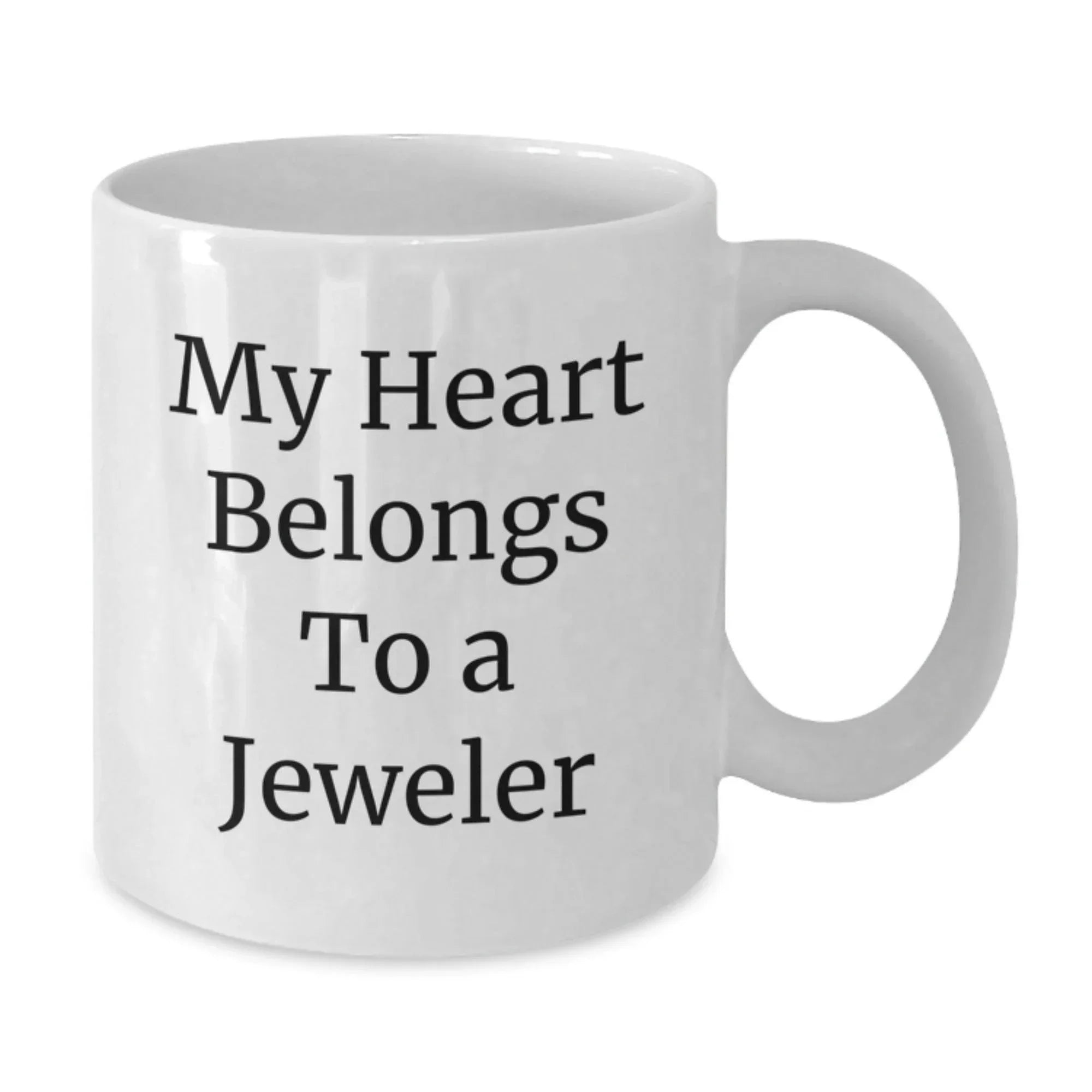 Funny Jeweler Gifts from Men to Friends, Heart Belongs To A Jeweler Christmas Unique White Coffee Mugs for Women