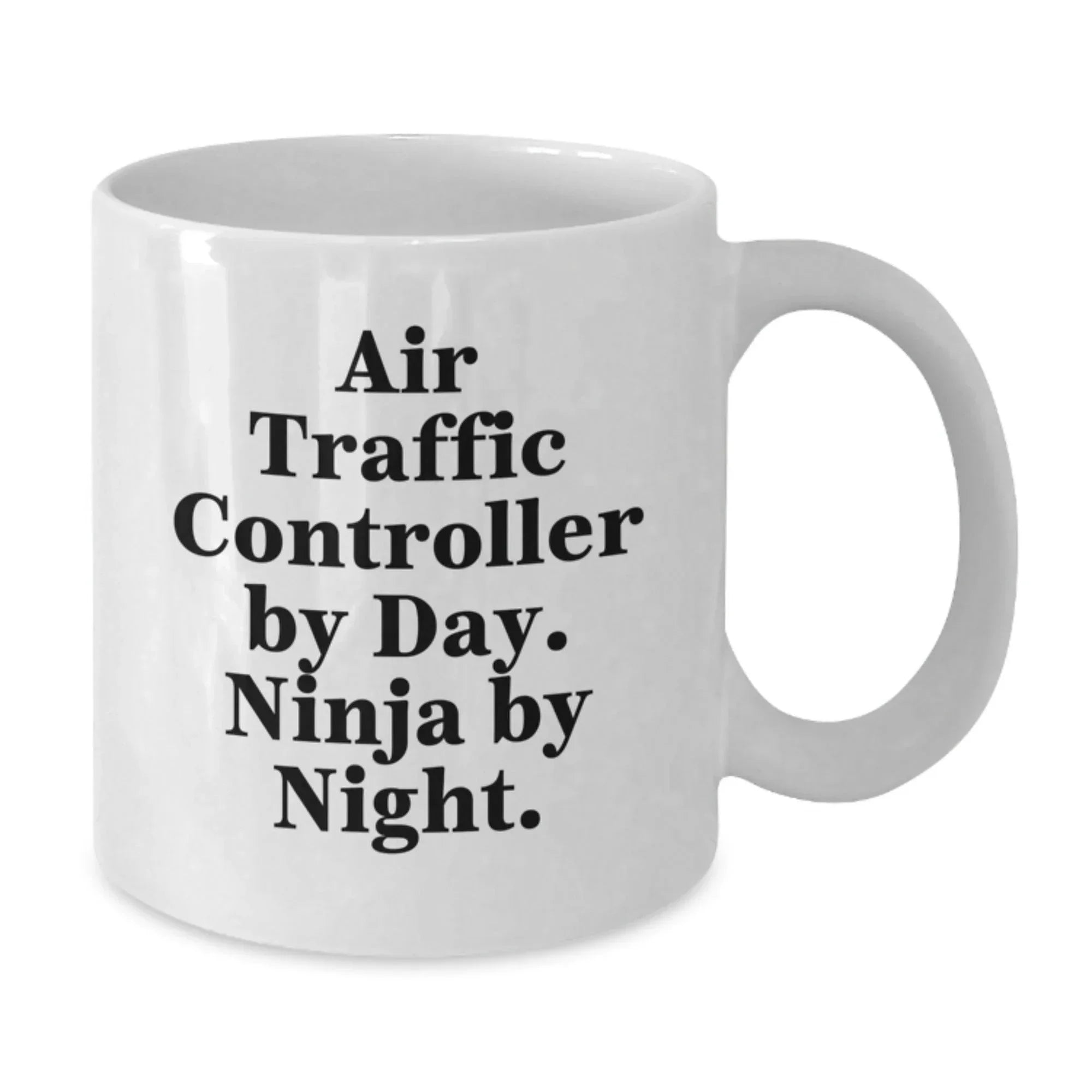 Funny Air Traffic Controller Gifts for Men - White Coffee Mug - 'Air Traffic Controller By Day. Ninja By Night.' Christmas Unique Gift for Family