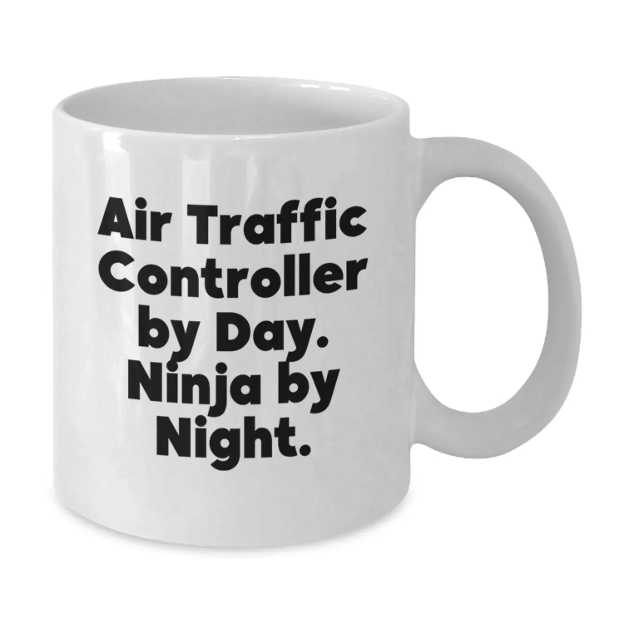 Funny Air Traffic Controller Gifts from Friends, Christmas Unique Gifts for Air Traffic Controller Men, Air Traffic Controller By Day. Ninja By Night. White Coffee Mug