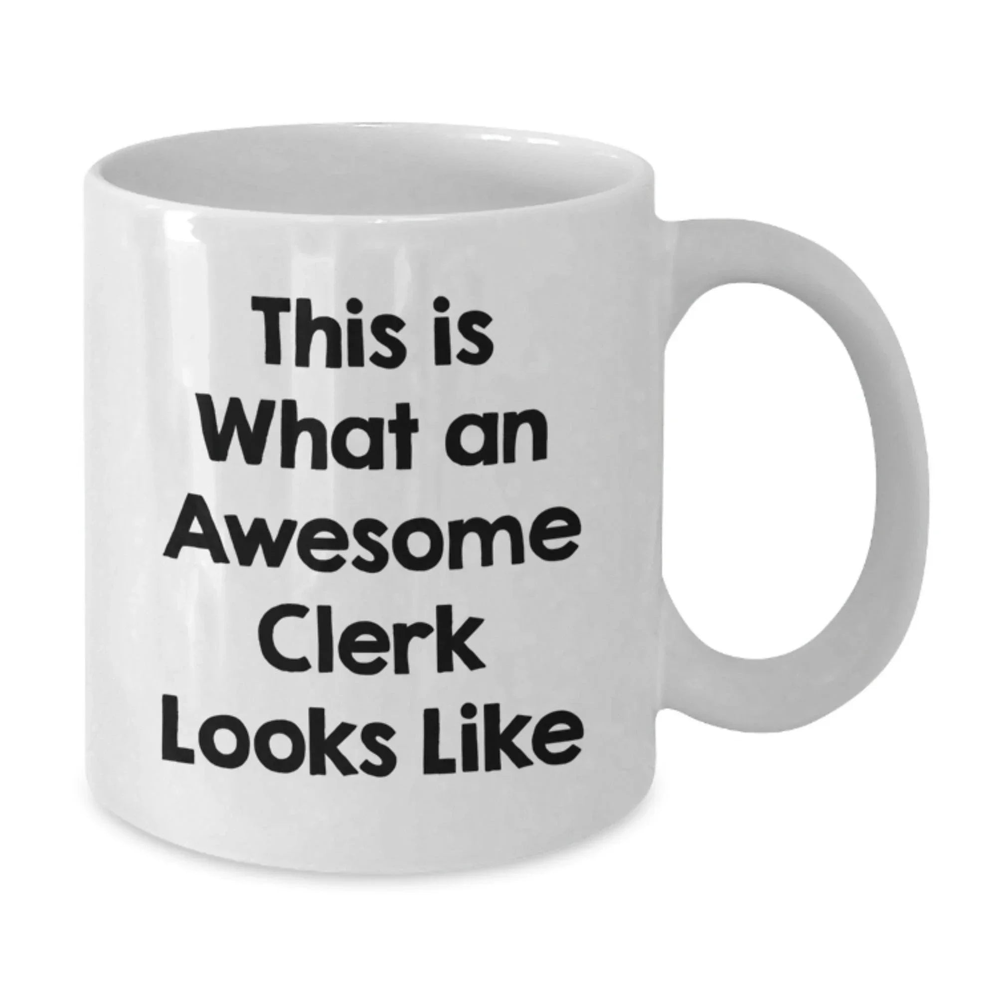 Funny Clerk Gifts for Men Women Coworkers - White Coffee Mug This Is What An Awesome Clerk Looks Like Christmas Unique Presents