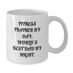 Funny Fitness Trainer Gifts from Dad - White Coffee Mug for Fitness Enthusiasts - Christmas Unique Presents