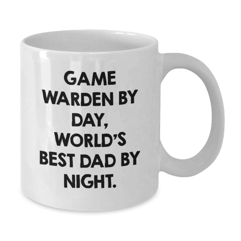 Funny Game Warden Gifts from Family, Unique Christmas Unique Gifts for Game Wardens, World's Best Dad by Night White Coffee Mug