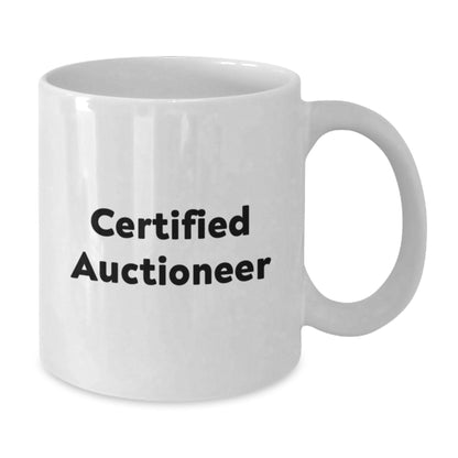 Funny Certified Auctioneer Gifts from Friends for Birthday Unique White Coffee Mug - 'You're the Top Bidder' Quote - Additional