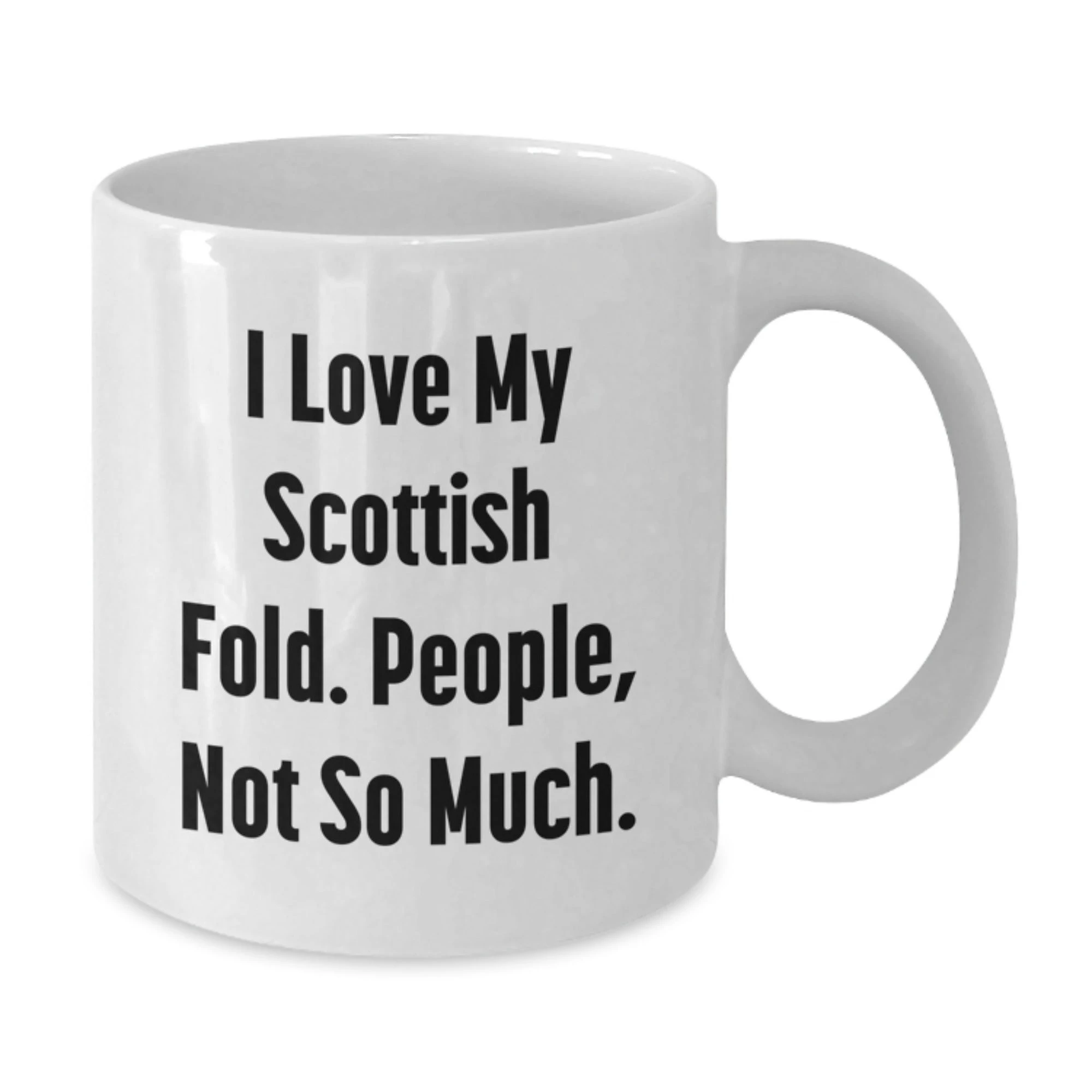 Scottish Fold Cat Lovers Funny Mug Gifts from Friends for Birthday, 'I Love My Scottish Fold. People, Not So Much.'