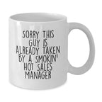 Funny Sales Manager Gifts, White Coffee Mugs, Christmas Unique Gifts, Gifts from Men to Smokin' Hot 'Sales Manager' Lover