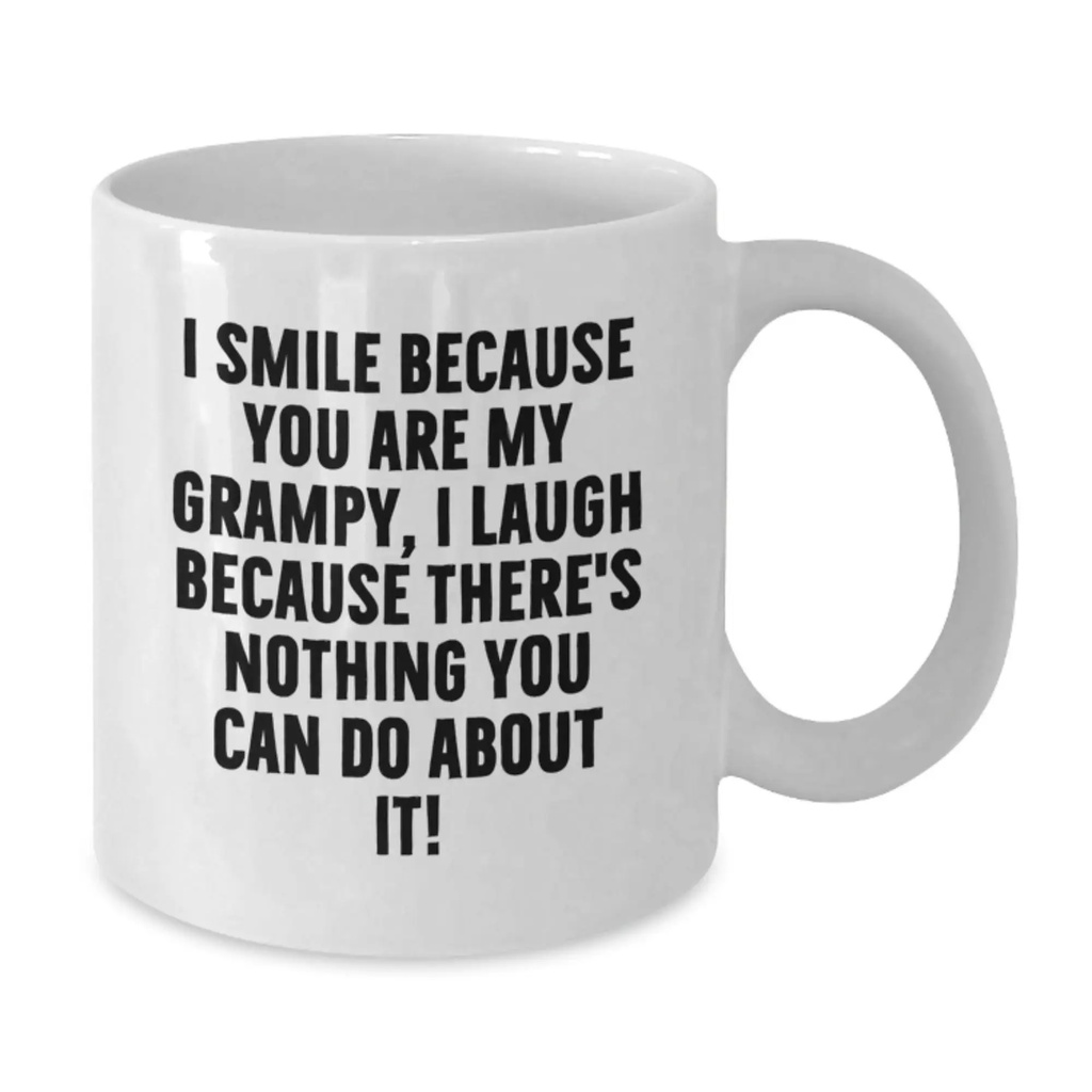 Funny Grampy Gifts, I Smile Because You Are My Grampy, White Coffee Mug for Birthday Unique Gifts from Men to Grampy - Additional