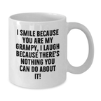Funny Grampy Gifts, I Smile Because You Are My Grampy, White Coffee Mug for Birthday Unique Gifts from Men to Grampy - Additional