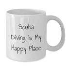 Scuba Diving Gifts for Men from Family - Funny Quote White Coffee Mug - Scuba Diving Is My Happy Place - Additional