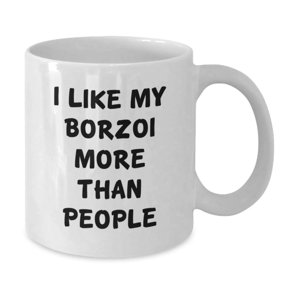 Funny Borzoi Dog White Coffee Mug Gifts for Men, Women, Friends, Valentine's Unique Presents