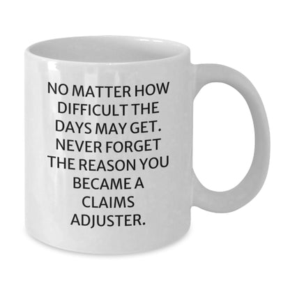 Funny Claims Adjuster Gifts for Him, White Coffee Mug for Christmas, Inspirational Quote to Keep Him Going - Additional
