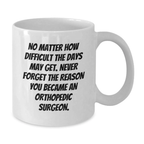Inspirational Gifts from Family to Orthopedic Surgeon Men Graduation Unique White Coffee Mug - Never Forget Your Reason, Funny Quote, Orthopedic Surgeon - Additional
