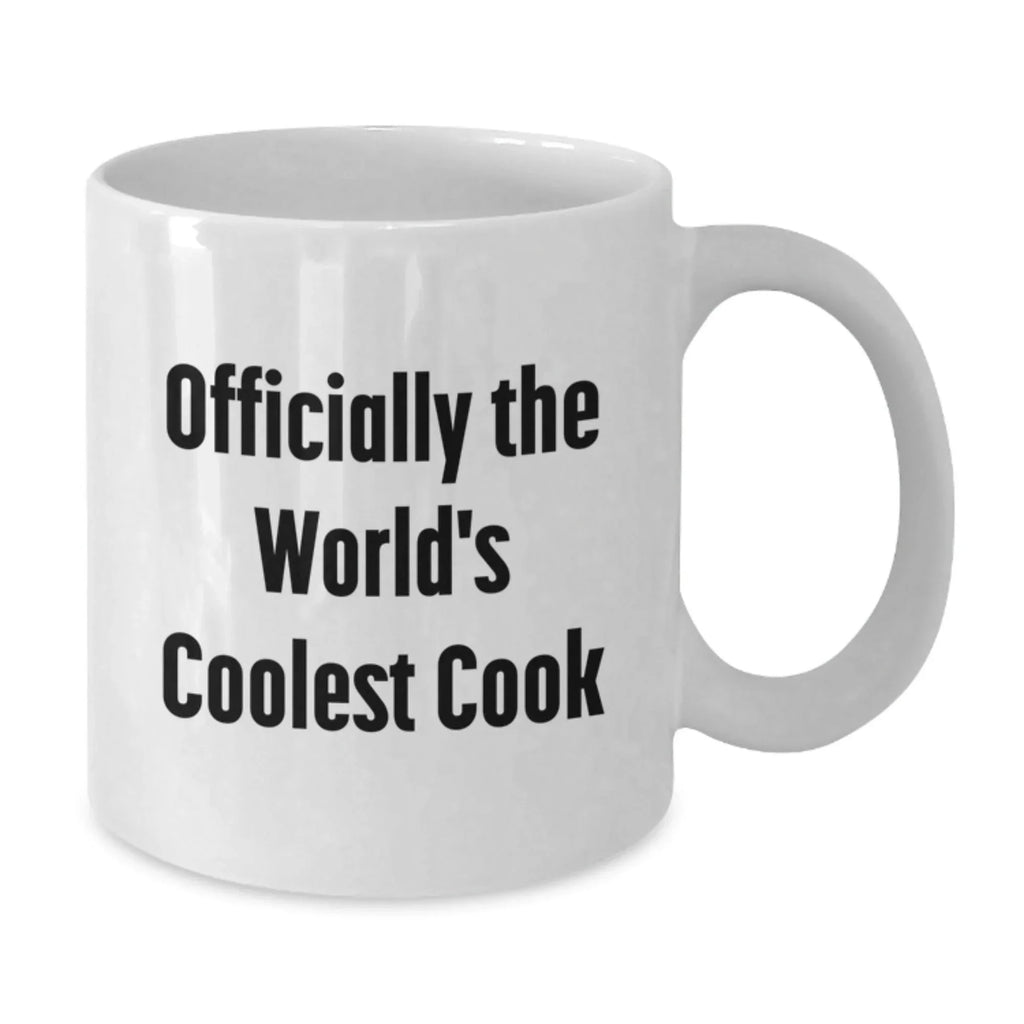 Funny Quote White Coffee Mug for the World's Coolest Cook, Gifts from Friends to Family, Perfect Christmas Unique Gifts