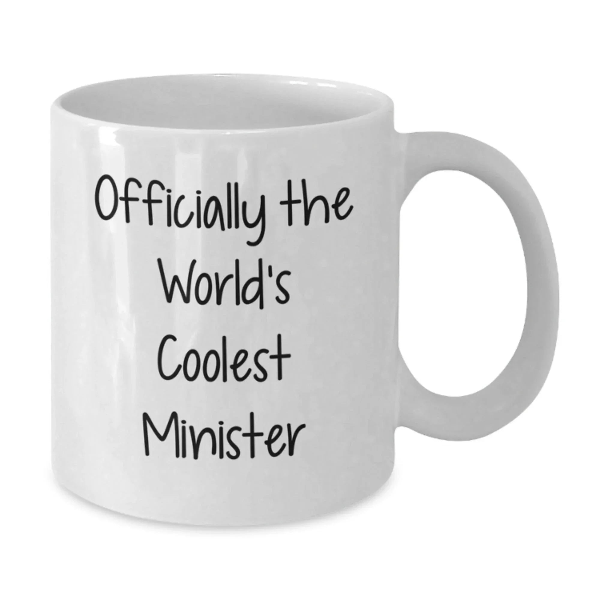 Funny Gifts from Friends for Minister Unique Christmas Mugs Officially The World's Coolest Minister White Coffee Mug