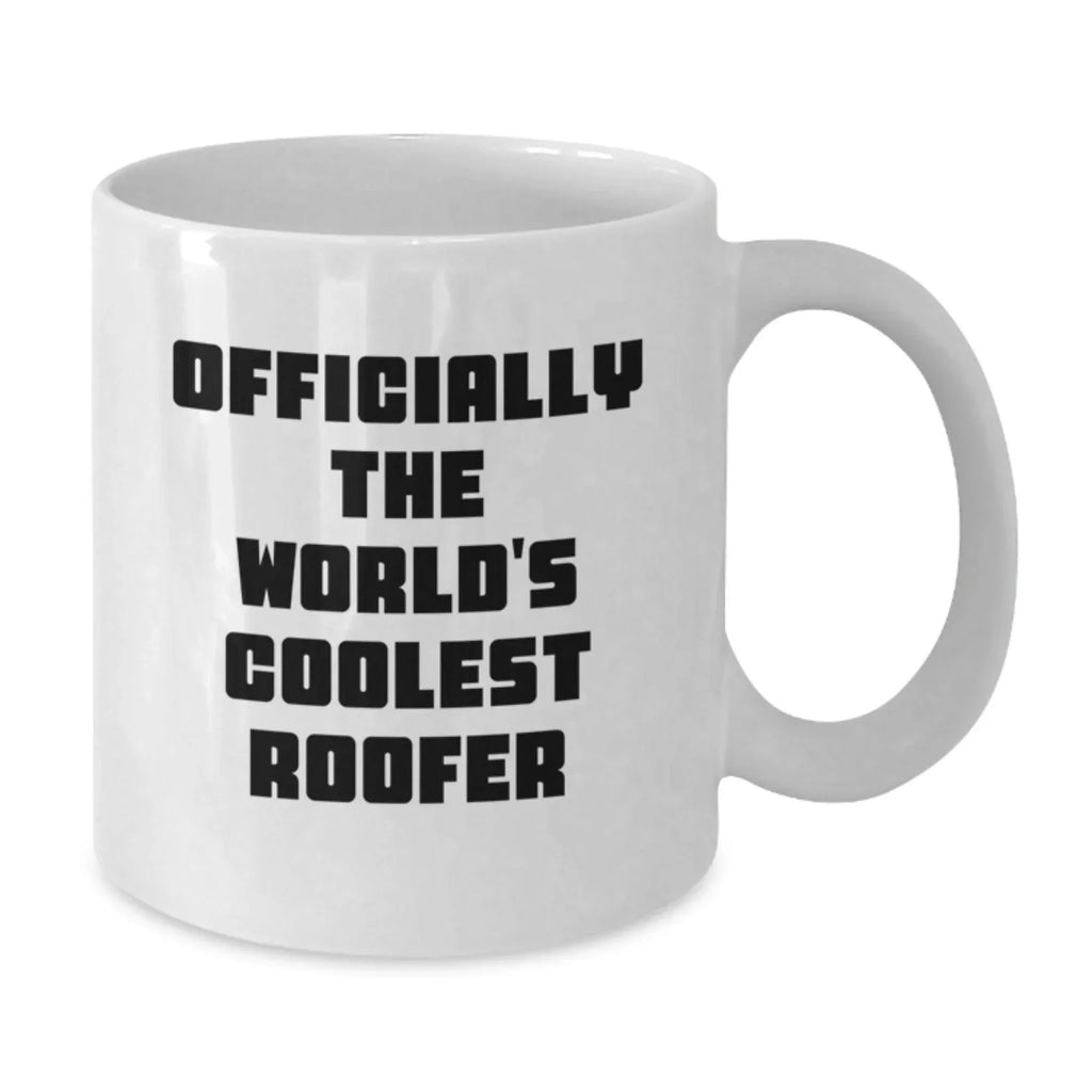 Roofer Gifts for Men, Funny 'Officially The World's Coolest Roofer' White Coffee Mug, Christmas Unique Gift