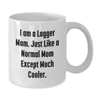 Christmas Unique Gifts for Logger Mom, Funny Logger Mom Coffee Mug, White Ceramic Coffee Mug, I Am A Logger Mom Mug