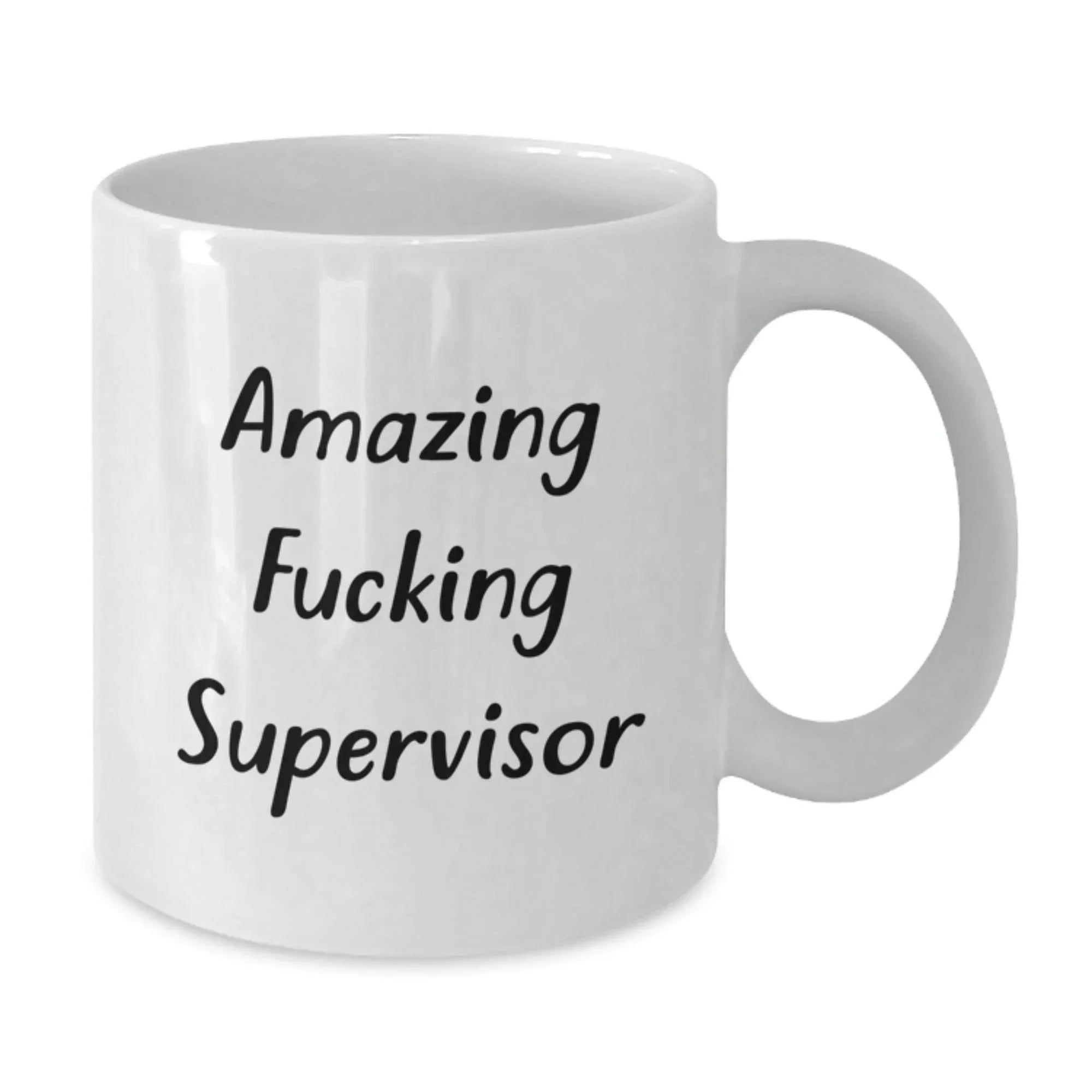 Funny Supervisor Gifts for Men - 'Amazing F--king Supervisor' Quote White Coffee Mug, Great Unique Christmas Memorable Presents from Friends, Coworkers, Family